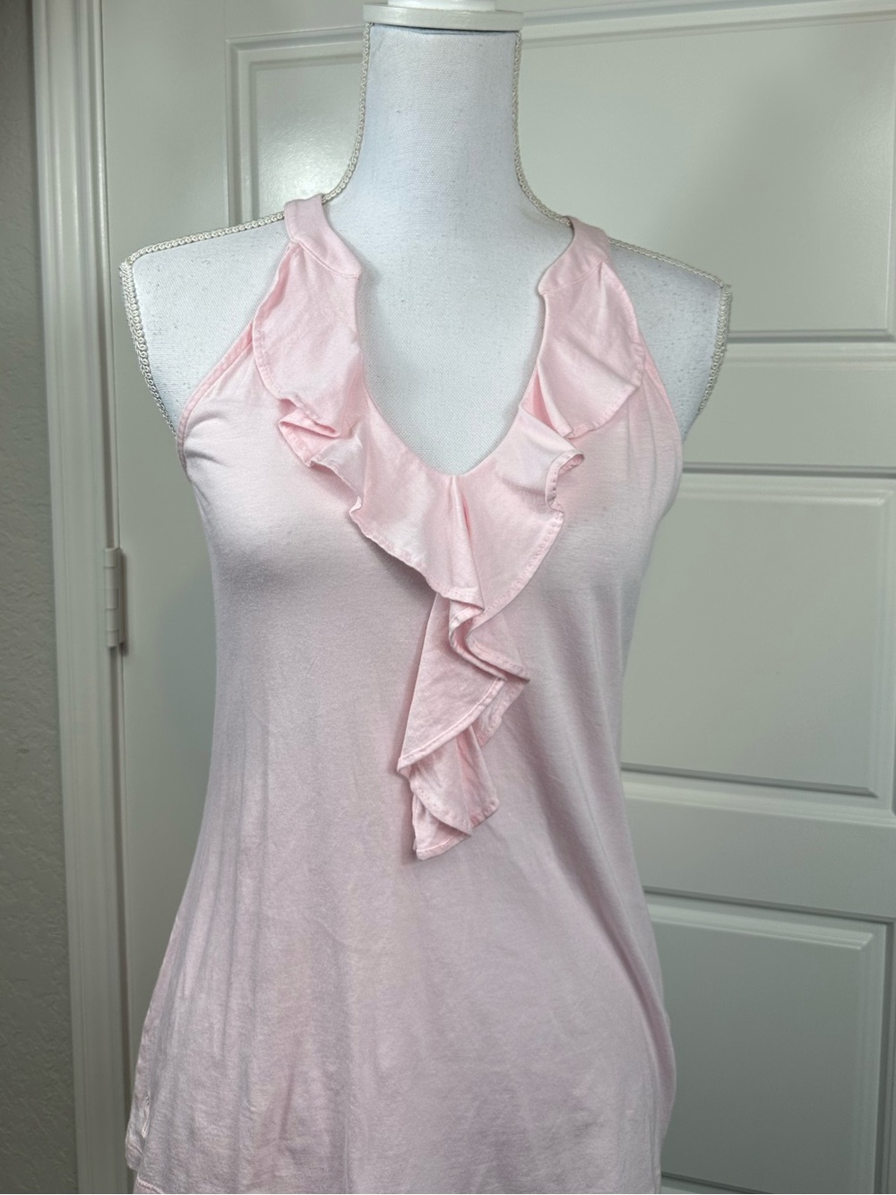 Lilly Pulitzer Light Pink Classic Ruffle Sleeveless Top Cotton Blend Size XS - Picture 3 of 9